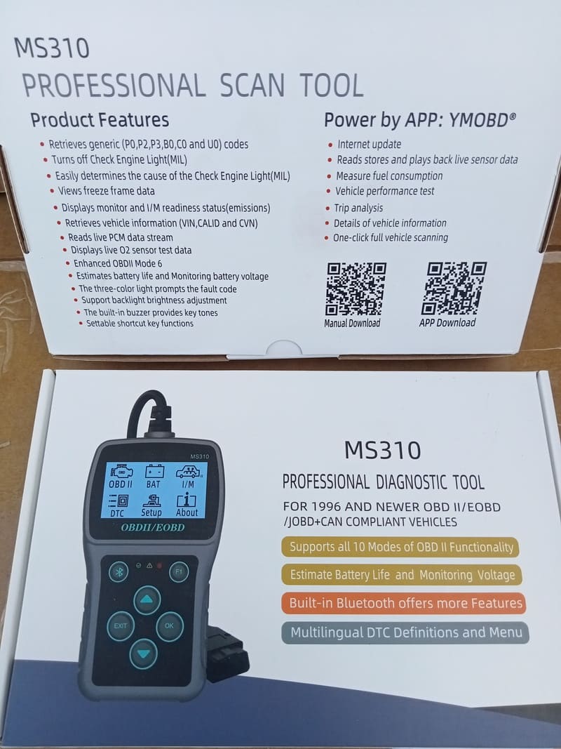 جهاز فحص أعطال السيارات MS310 بتقنية بلوتوث OBD2، وجهاز اختبار البطارية، وفحص رموز أعطال المحرك - الصورة 2